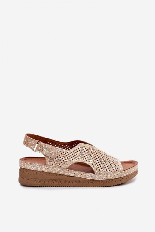 Goldene ausgeschnittene Plattform-Sandalen Tai turiciejka L4494-25