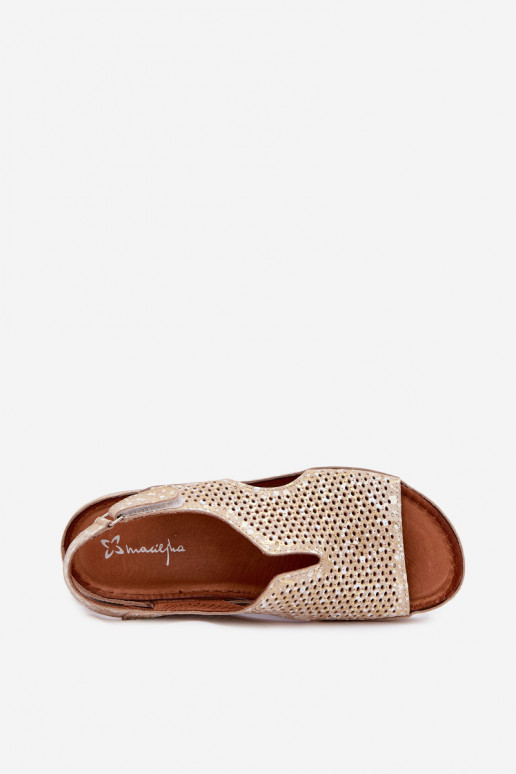 Goldene ausgeschnittene Plattform-Sandalen Tai turiciejka L4494-25