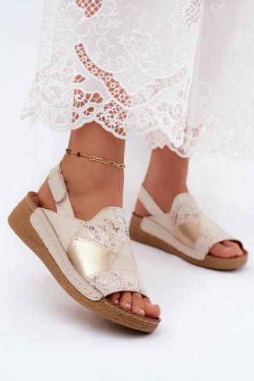 Beige Plattform-Sandalen Su Braid Tai turiciejka L7067-04