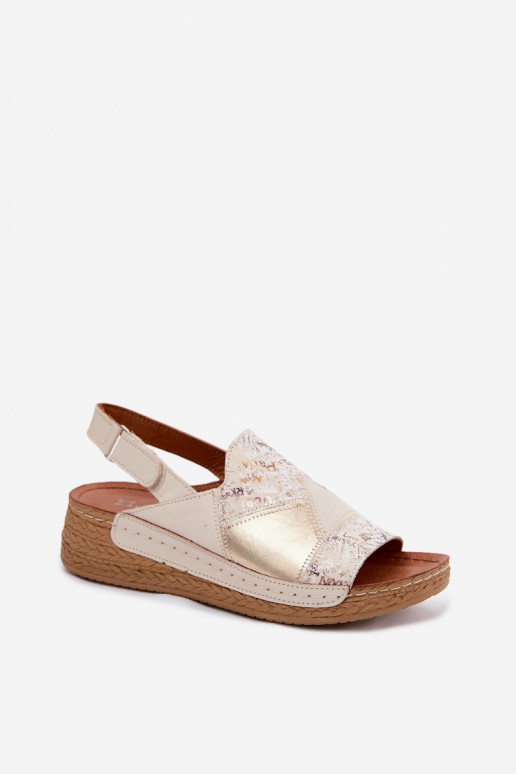 Beige Plattform-Sandalen Su Braid Tai turiciejka L7067-04