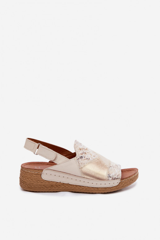 Beige Plattform-Sandalen Su Braid Tai turiciejka L7067-04