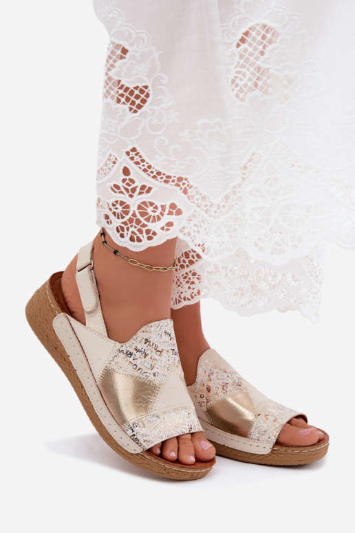 Beige Plattform-Sandalen Su Braid Tai turiciejka L7067-04