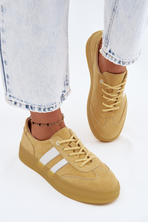 Gelbe Veloursleder Plattform-Sneaker Artelle