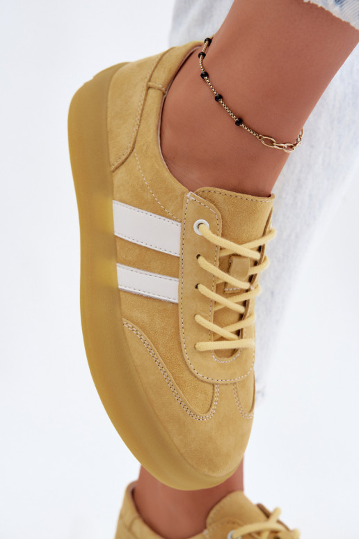 Gelbe Veloursleder Plattform-Sneaker Artelle