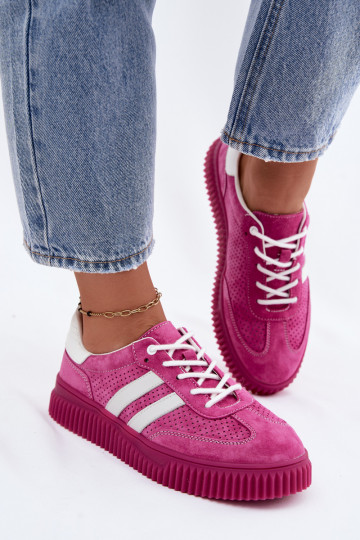 Rosa Veloursleder Plattform-Sneaker Artelle