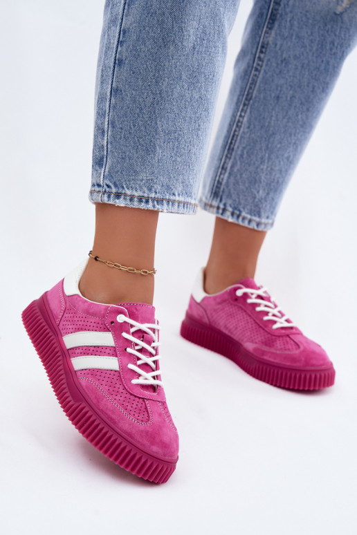 Rosa Veloursleder Plattform-Sneaker Artelle