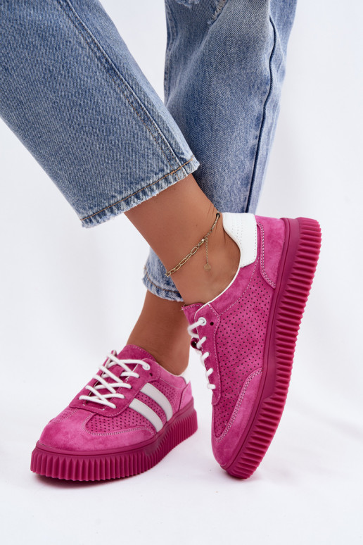 Rosa Veloursleder Plattform-Sneaker Artelle