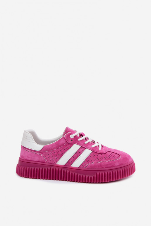 Rosa Veloursleder Plattform-Sneaker Artelle