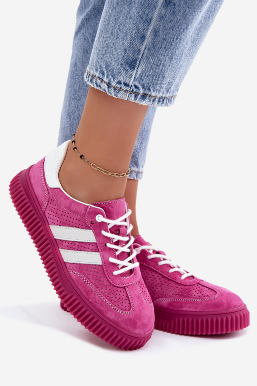Rosa Veloursleder Plattform-Sneaker Artelle