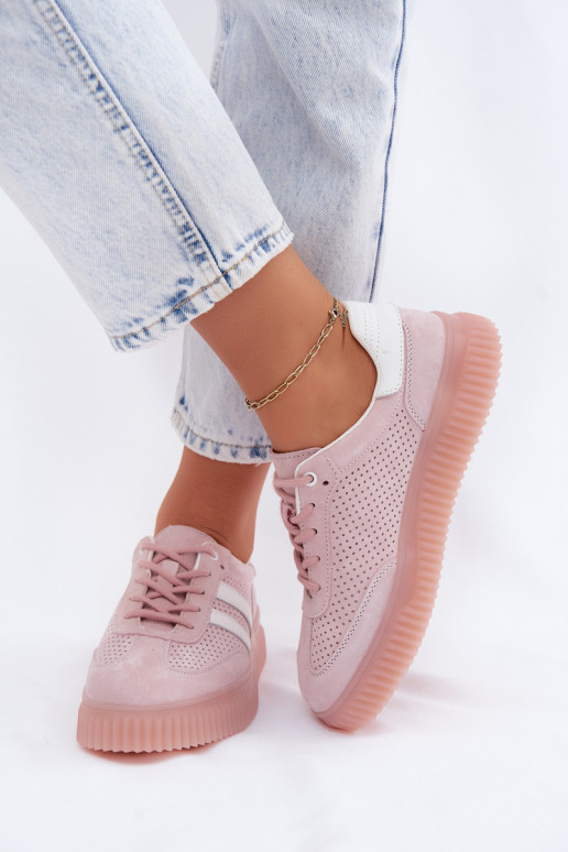 Rosa Veloursleder Plattform-Sneaker Artelle