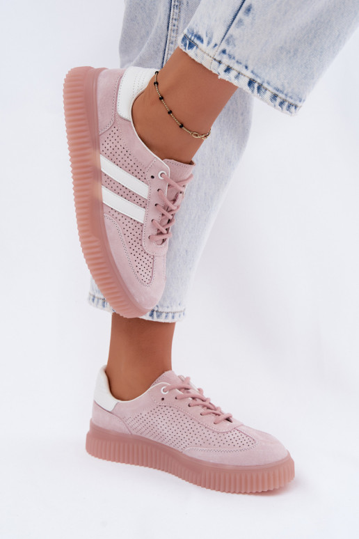 Rosa Veloursleder Plattform-Sneaker Artelle