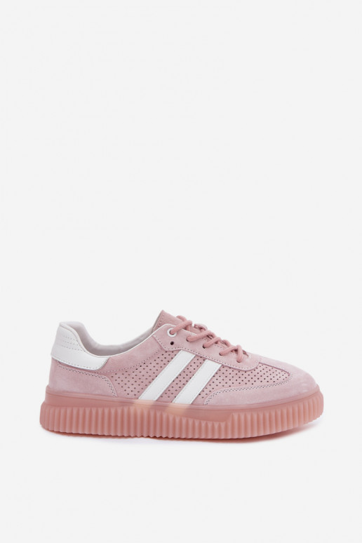 Rosa Veloursleder Plattform-Sneaker Artelle