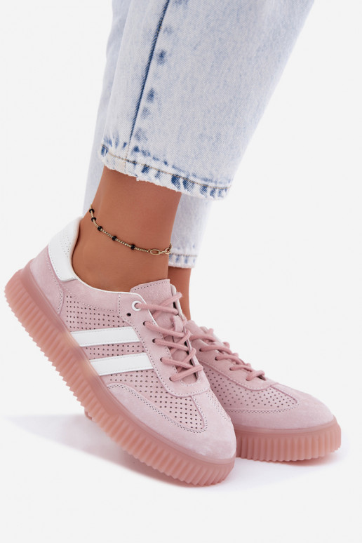 Rosa Veloursleder Plattform-Sneaker Artelle