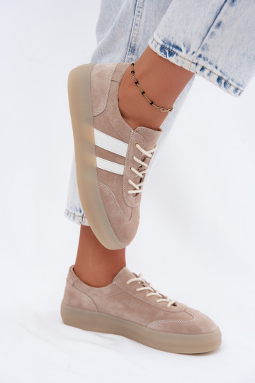 Beige Plattform-Sneaker aus Kunstveloursleder Coralia