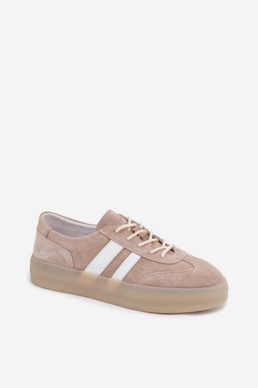 Beige Plattform-Sneaker aus Kunstveloursleder Coralia