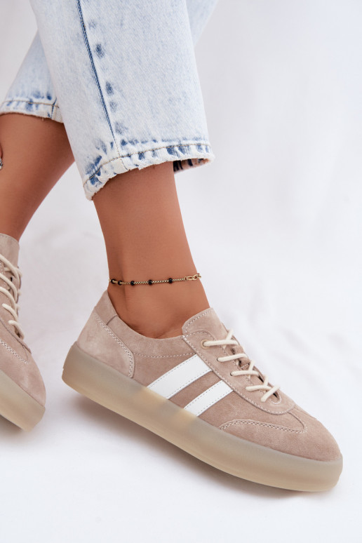 Beige Plattform-Sneaker aus Kunstveloursleder Coralia