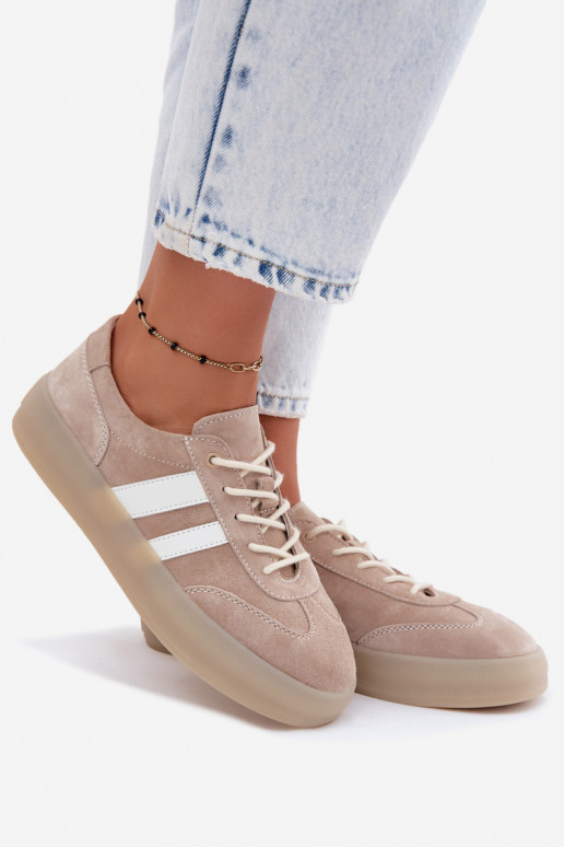 Beige Plattform-Sneaker aus Kunstveloursleder Coralia