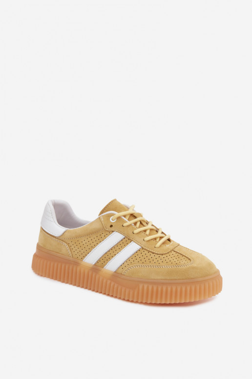 Gelbe Plattform-Sneaker aus Kunstveloursleder Coralia