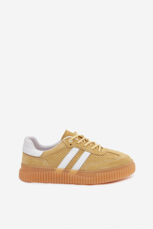 Gelbe Plattform-Sneaker aus Kunstveloursleder Coralia
