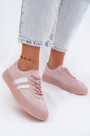 Rosa Plattform-Sneaker aus Kunstveloursleder Coralia