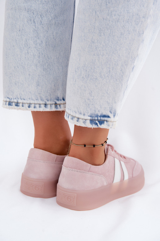 Rosa Plattform-Sneaker aus Kunstveloursleder Coralia