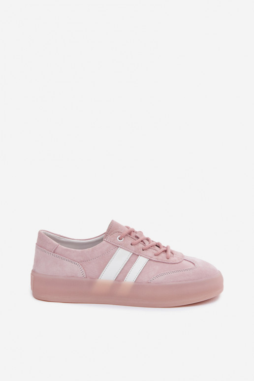 Rosa Plattform-Sneaker aus Kunstveloursleder Coralia