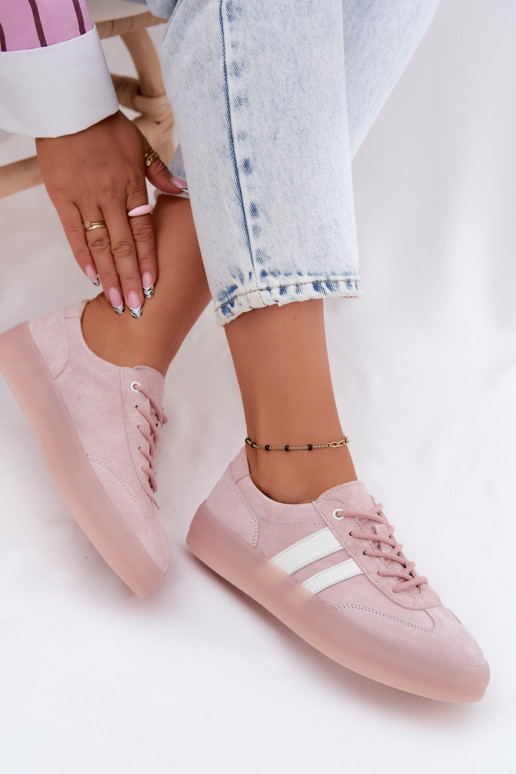 Rosa Plattform-Sneaker aus Kunstveloursleder Coralia