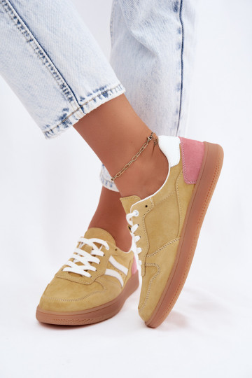 Gelbe Veloursleder Plattform-Sneaker Coressa