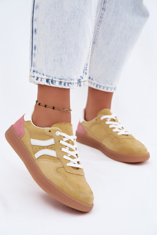 Gelbe Veloursleder Plattform-Sneaker Coressa