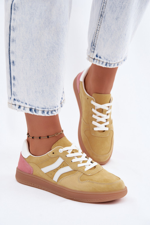 Gelbe Veloursleder Plattform-Sneaker Coressa