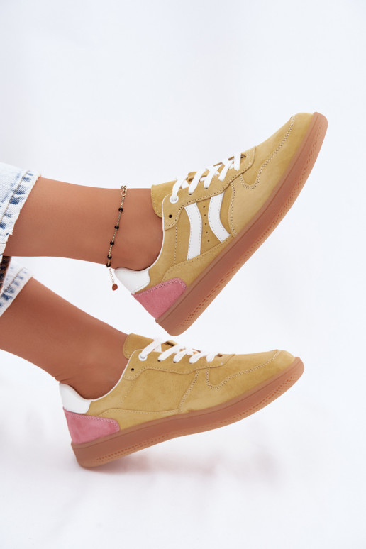 Gelbe Veloursleder Plattform-Sneaker Coressa