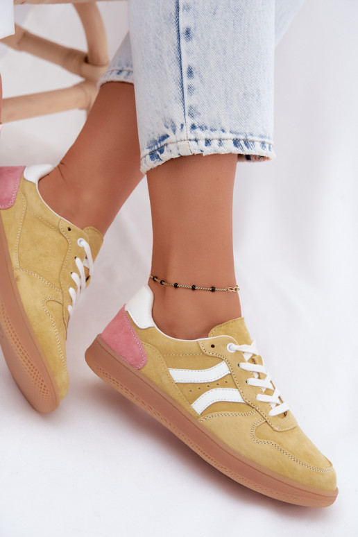 Gelbe Veloursleder Plattform-Sneaker Coressa