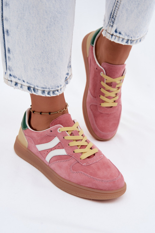 Rosa Veloursleder Plattform-Sneaker Coressa