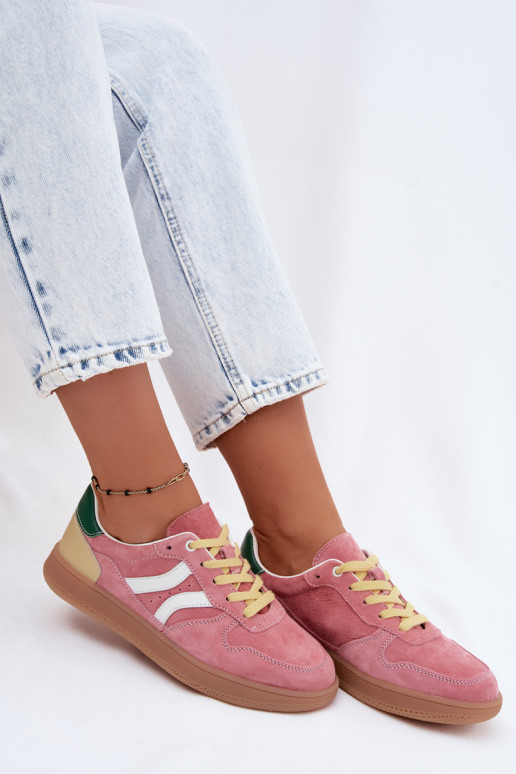 Rosa Veloursleder Plattform-Sneaker Coressa