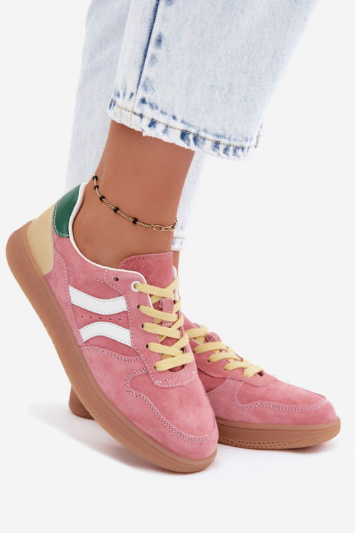 Rosa Veloursleder Plattform-Sneaker Coressa