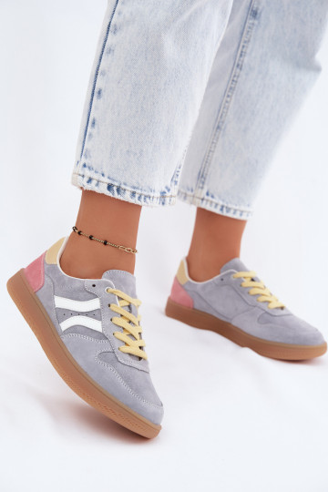 Blaue Veloursleder Plattform-Sneaker Coressa