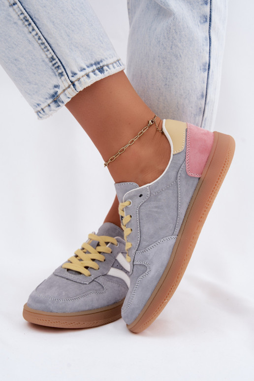 Blaue Veloursleder Plattform-Sneaker Coressa