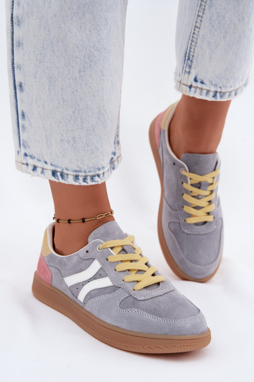 Blaue Veloursleder Plattform-Sneaker Coressa