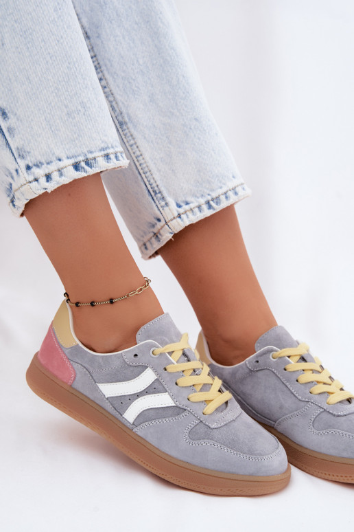 Blaue Veloursleder Plattform-Sneaker Coressa
