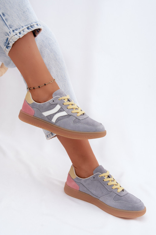 Blaue Veloursleder Plattform-Sneaker Coressa