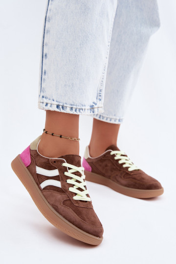 Braune Veloursleder Plattform-Sneaker Coressa