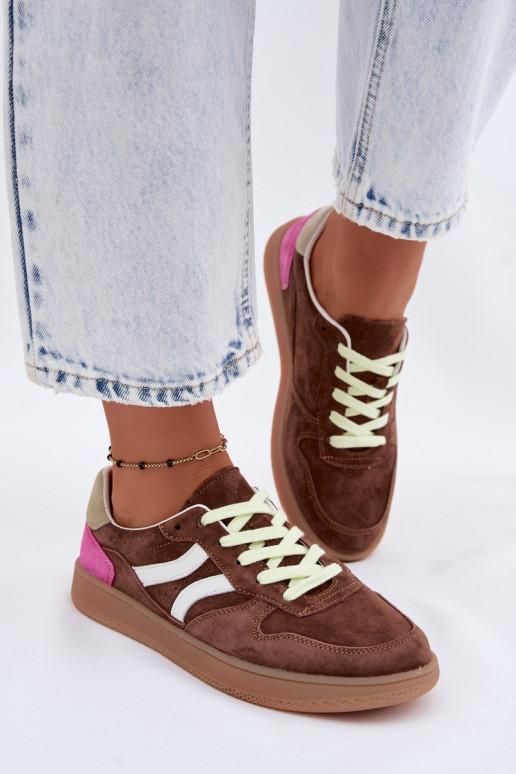 Braune Veloursleder Plattform-Sneaker Coressa
