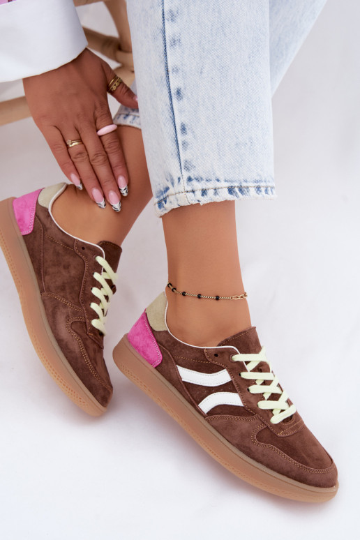Braune Veloursleder Plattform-Sneaker Coressa