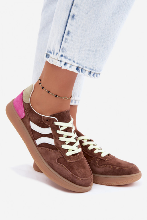 Braune Veloursleder Plattform-Sneaker Coressa