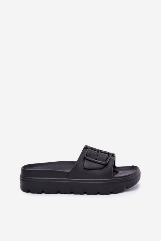 Schwarze Damen leichte Plattformschuhe mit Schnallen Viasara