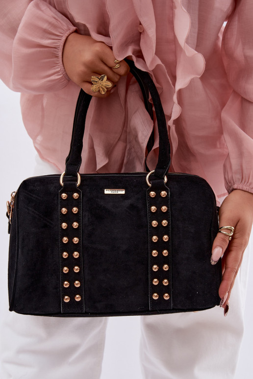 Schwarze Handtasche mit goldenen Nieten Emelle