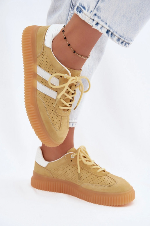 Gelbe Veloursleder Plattform-Sneaker Artelle