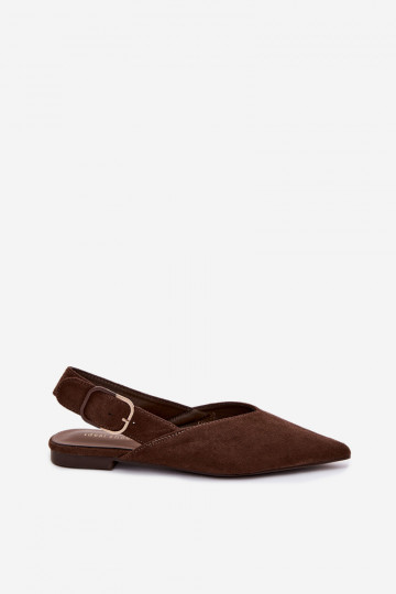 Damen Ballerinas mit Schnallen in Schokoladenfarbe Tanelia 2