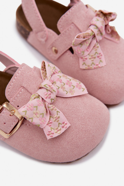 Kinderclogs Sandalen mit Schleifen in rosa Farbe Rosella