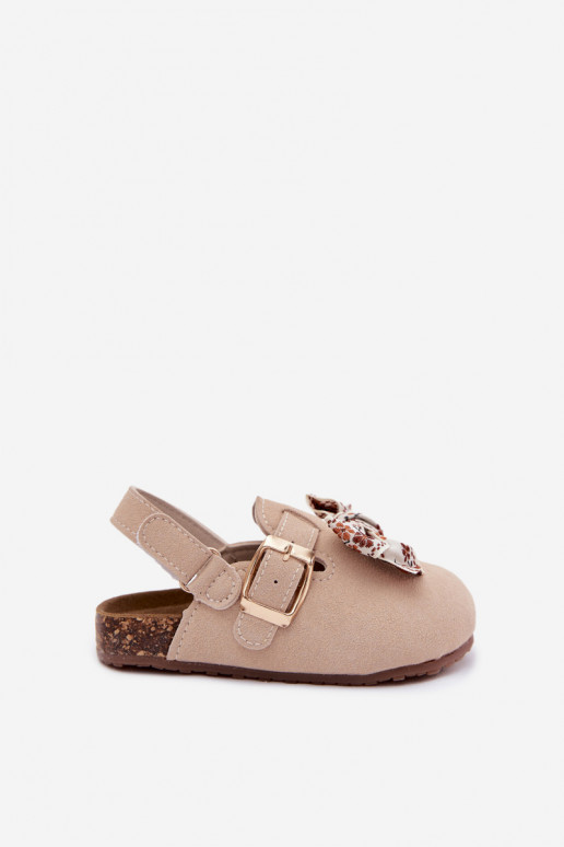 Kinderclogs Sandalen mit Schleifen in sandfarbener Farbe Rosella